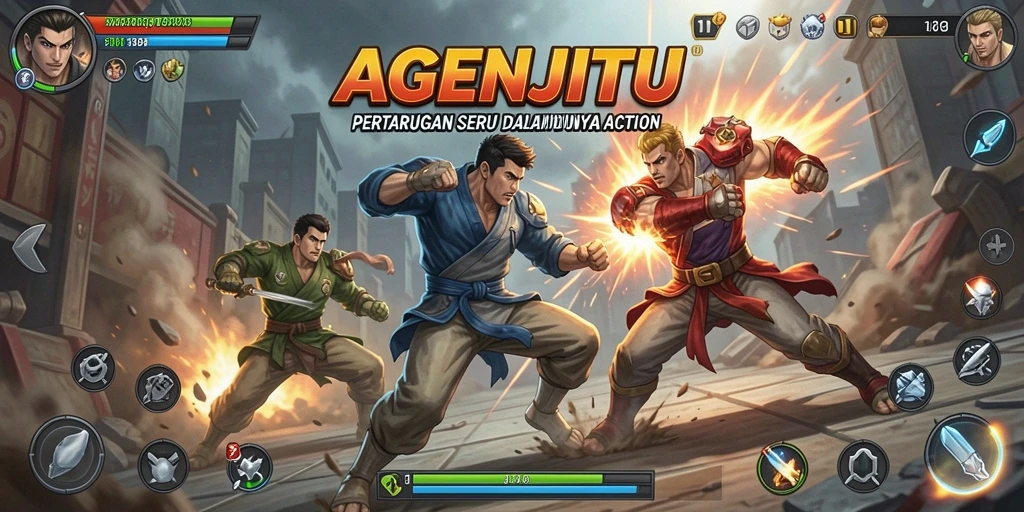 Tampilan penuh aksi dalam gameplay AGENJITU yang mendebarkan.