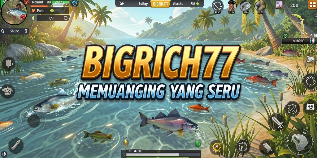 Screenshot dari gameplay <strong>BIGRICH77</strong> menunjukkan aksi memancing yang mendebarkan.