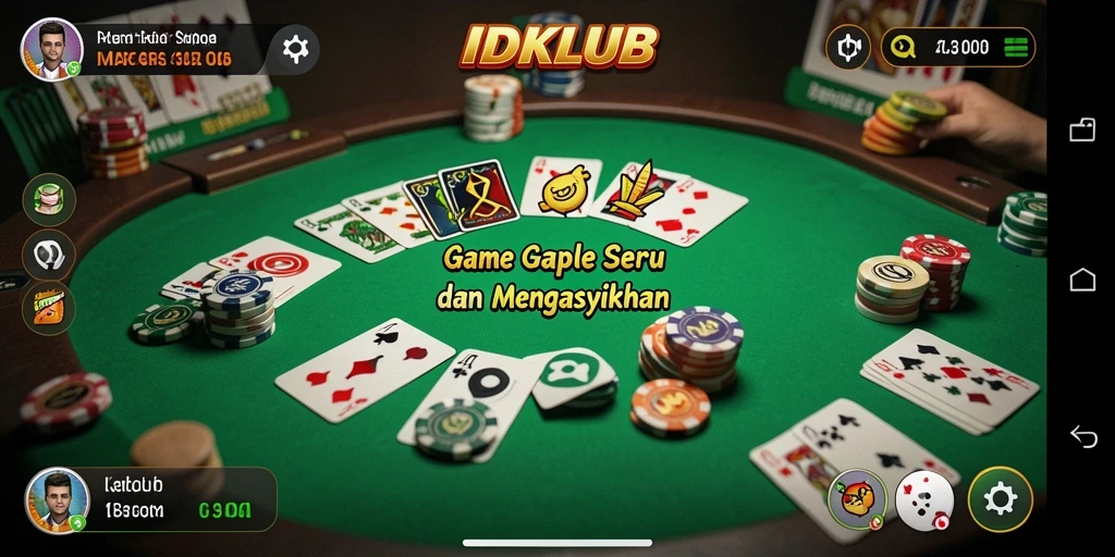 Screenshot gameplay IDKLUB yang menunjukkan aksi seru permainan Gaple.