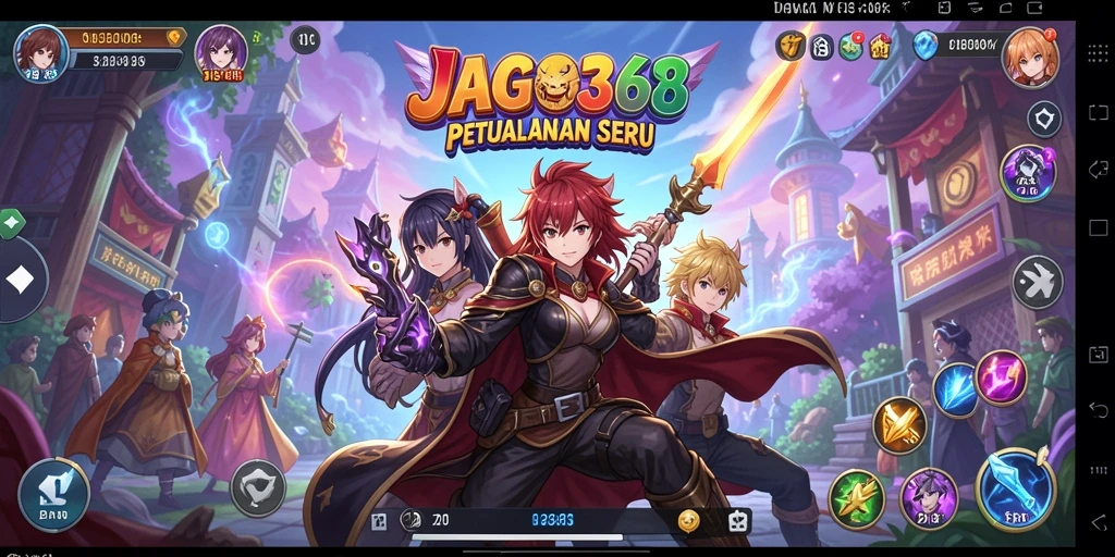 Tampilan screenshot utama JAGO368 yang menampilkan aksi karakter anime.