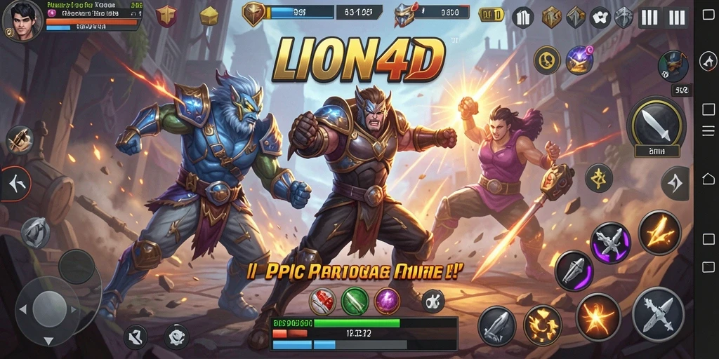 Screenshot gameplay LION4D menampilkan aksi seru dan pertarungan intens.
