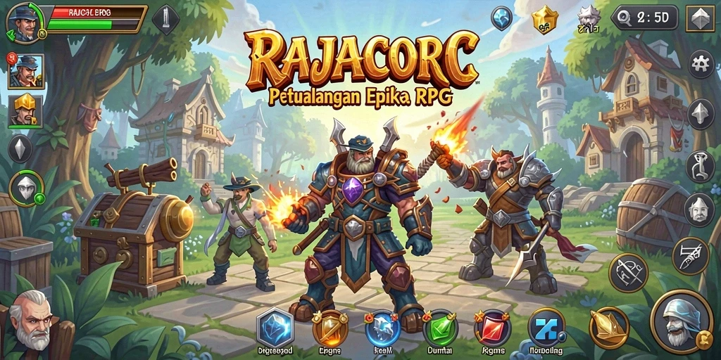 Menampilkan aksi seru dalam gameplay RAJACORC yang mendebarkan.