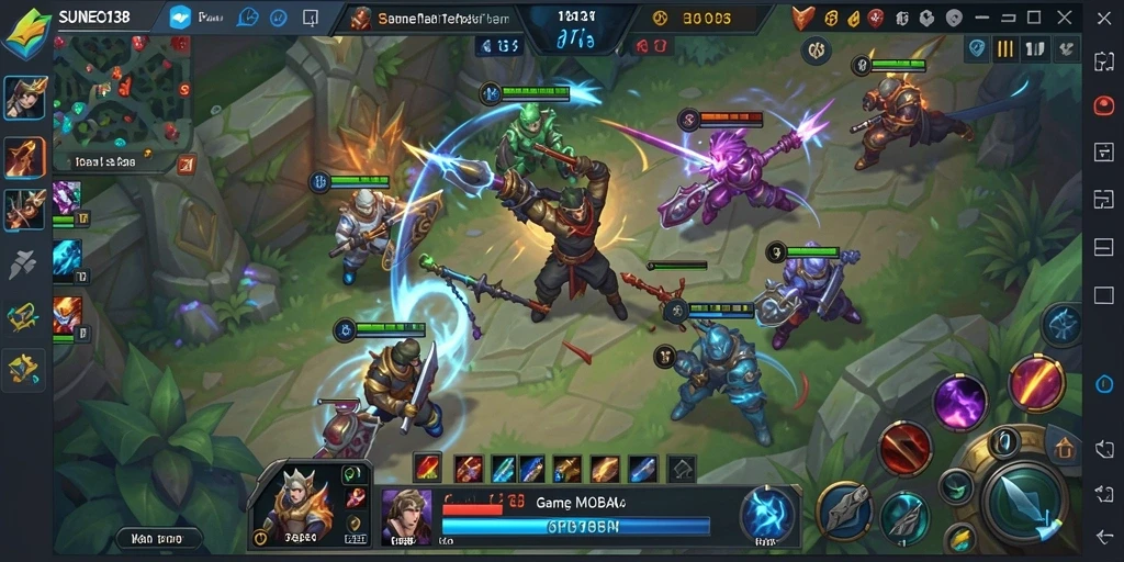 Tampilan gameplay seru dari SUNEO138 dengan aksi MOBA yang intens.