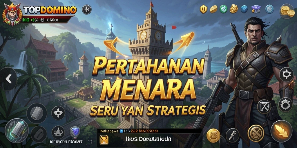 Tampilan screenshot menunjukkan aksi seru dalam gameplay Tower Defense.